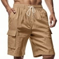 thumbnail image 5 of ITSAME Men's Cargo Shorts, Loose Fit Quick Drying Drawstring Elastic Waist Summer Fashion Beach Active Shorts Khaki 3XL, 5 of 9