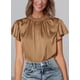 thumbnail image 3 of Blusa de Mujer PRETTYGARDEN Satín con Volantes Manga Corta XL, 3 of 6