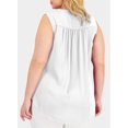 thumbnail image 2 of Camisetas sin mangas Eytino para mujer, talla grande, verano, cuello en V, gasa, 5 veces, blancas, 2 of 7