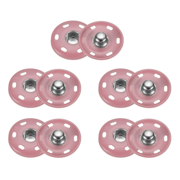 Uxcell 5 Set Sew-on Snap Buttons 21mm Metal Snap Fastener Buttons, Pink
