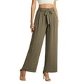 thumbnail image 6 of Airmenty Womens Casual Wide Leg Pants High Waisted Business Casual Trousers Work Pants with Removable Belt, 6 of 7