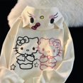thumbnail image 3 of Sanrio-cárdigan con capucha de Hello Kitty para mujer, suéter holgado de gran tamaño, sudadera con estilo japonés, sudadera Kawaii Lolita, Yk2, 3 of 4