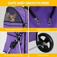 thumbnail image 4 of HomGarden 4 Wheels Small Pet Dog Stroller Foldable Strolling Cart Max. 33lbs W/Storage Basket & Cup Holder, Purple, 4 of 10