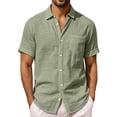 thumbnail image 2 of Men's Casual Linen T-Shirt Turndown Collar Solid Color Breathable Sports Top, 2 of 8