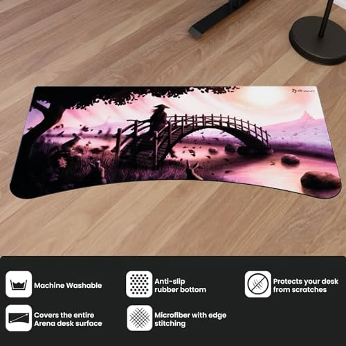 Arozzi Arena Gaming Desk Mat, Full Surface Custom Desk Pad, Interchangeable, Water Resistant & Washable Computer Desk Mouse Pad with Stitched Edges (D015)