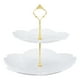 thumbnail image 1 of Soporte para cupcakes de 2 niveles Uxcell, bandeja de servicio redonda en niveles de 20/25cm para decoración de mesa de cumpleaños de postres y frutas, blanca (Loto), 1 of 6