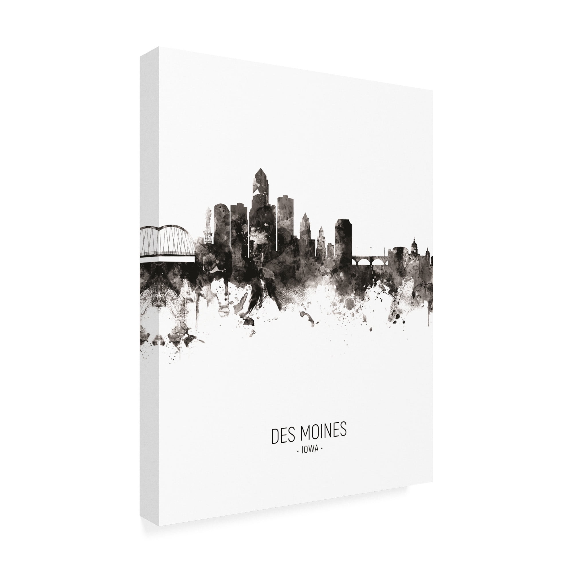 Trademark Fine Art 'Des Moines Iowa Skyline Portrait II' Canvas Art by Michael Tompsett