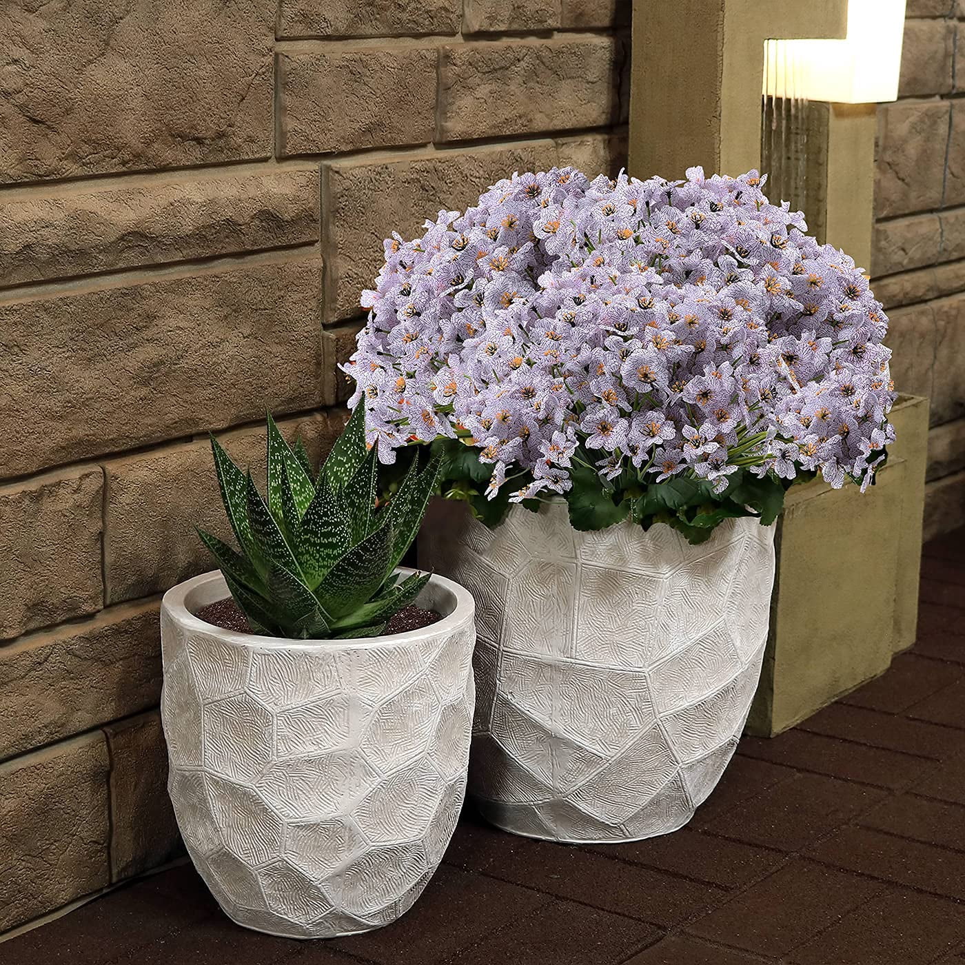 20 Bundles Artificial Flowers for Outdoors, UV Resistant Fake Flowers with Plastic Plants, Faux Silk Flowers
