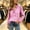 Pink, variant on Women's Gingham Blouse Loose Fit Ruffle V neck Button Down Shirt Long Sleeve Casual Checkered Top for Spring Fall Black XL