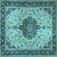 thumbnail image 1 of Ahgly Company Indoor Square Medallion Light Blue Traditional Area Rugs, 6' Square, 1 of 4
