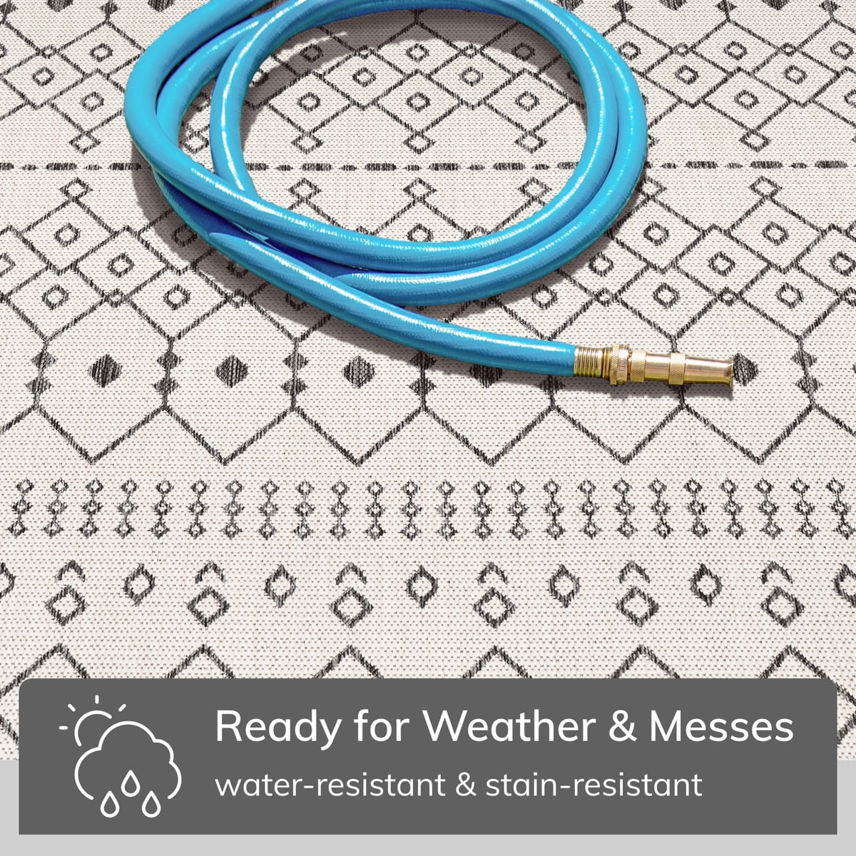 Well Woven Medusa Nord Nordic Lattice Pattern Outdoor Ivory 9'3" x 12'6" Area Rug