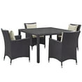 thumbnail image 1 of Modern Contemporary Urban Design Outdoor Patio Balcony Five PCS Dining Chairs and Table Set, Beige, Rattan, 1 of 7