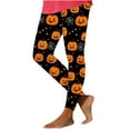 thumbnail image 3 of Feancey Women's Halloween Workout Leggings Holiday Novelty Printed Yoga Pants High Waisted Casual Tummy Control Leggings Buttery Soft Skinny Pants Multicolor XXL, 3 of 7