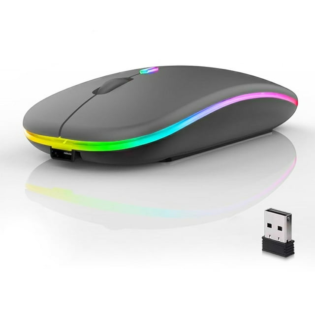 MesaSe Wireless Mouse G12 Slim LED Rechargeable Silent Wireless Mouse for Laptop 2.4G Portable USB Optical Computer Mouse Wireless Computer Mice Matte Black