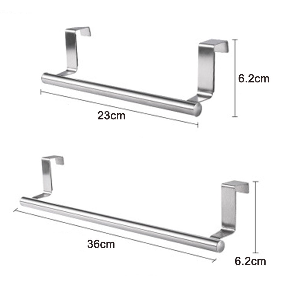 Over Cabinet Towel Bar with Hooks Brushed Stainless Steel Over