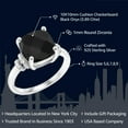 thumbnail image 2 of Gem Stone King 3.89 Cttw Black Onyx Ring for Women | 925 Sterling Silver | Cushion Checkerboard Cut 10MM | Gemstone Birthstone | Available in Size 5, 6, 7, 8, 9, 2 of 5