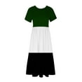 thumbnail image 3 of bnaln Casual Midi Dress Women Short Sleeve Crew Neck Summe Dress Cute Geometric Graphics Elegant Long Dresses, Women's Loung Loose Beach Dress High Waist Pleat Dresses Going Out, 3 of 4