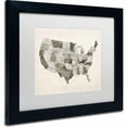 thumbnail image 2 of Trademark Fine Art "United States Watercolor Map" Canvas Art by Michael Tompsett, White Matte, Black Frame, 2 of 4