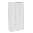 Polifurniture Denmark 3 Door Wood Bedroom Armoire with Drawers, White