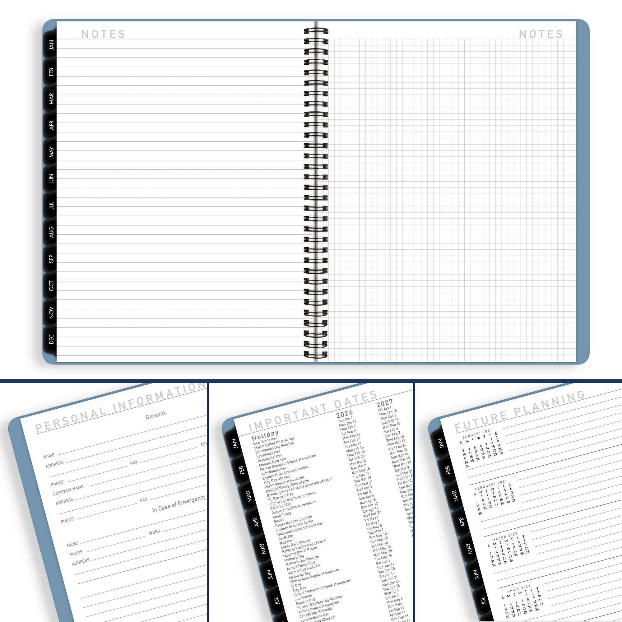 AT-A-GLANCE Contemporary Lite 2026 Weekly Monthly Planner Mineral Blue Large 8