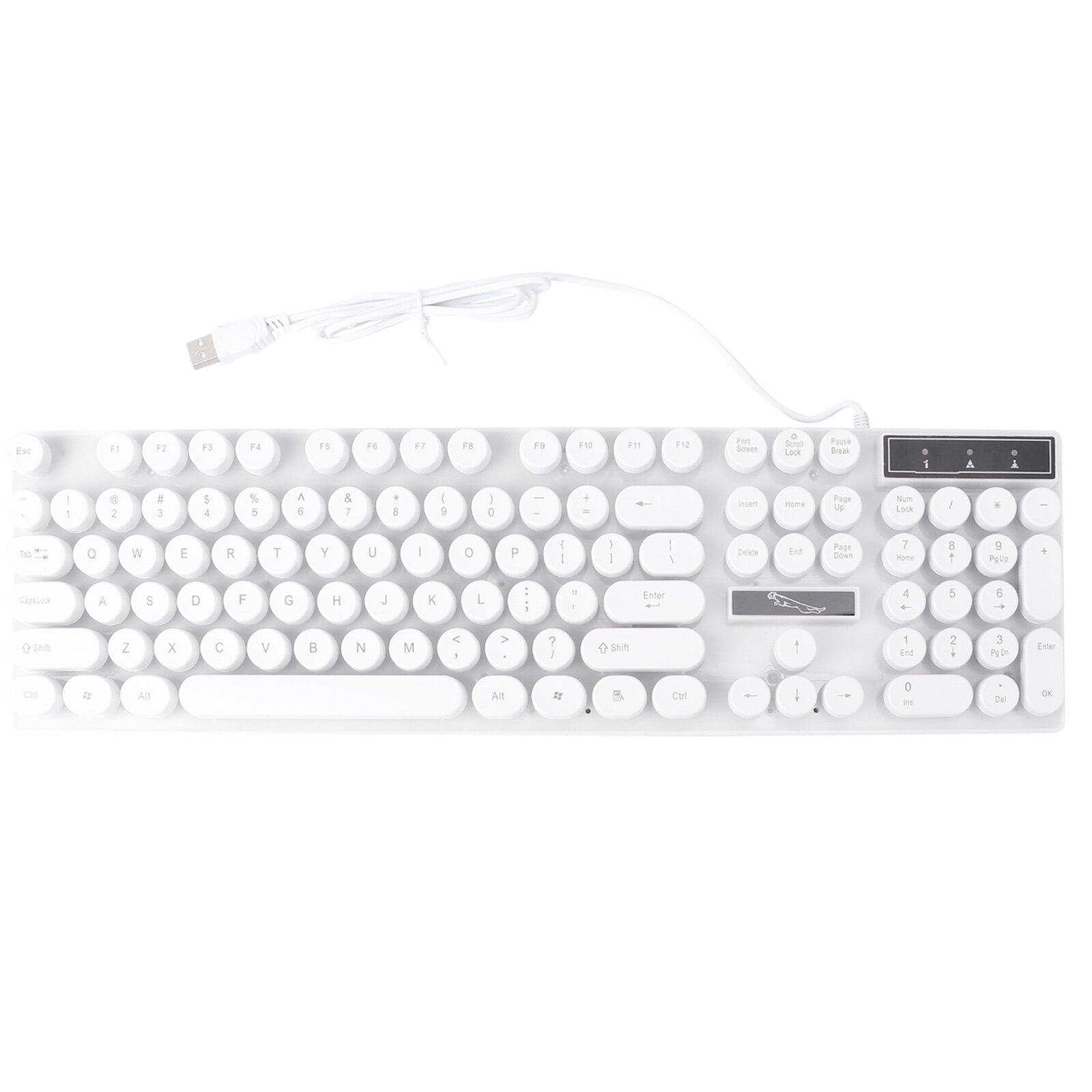 USB Glowing Computer Wired Keyboard Creative Round Key Keyboard Practical Keyboard (White