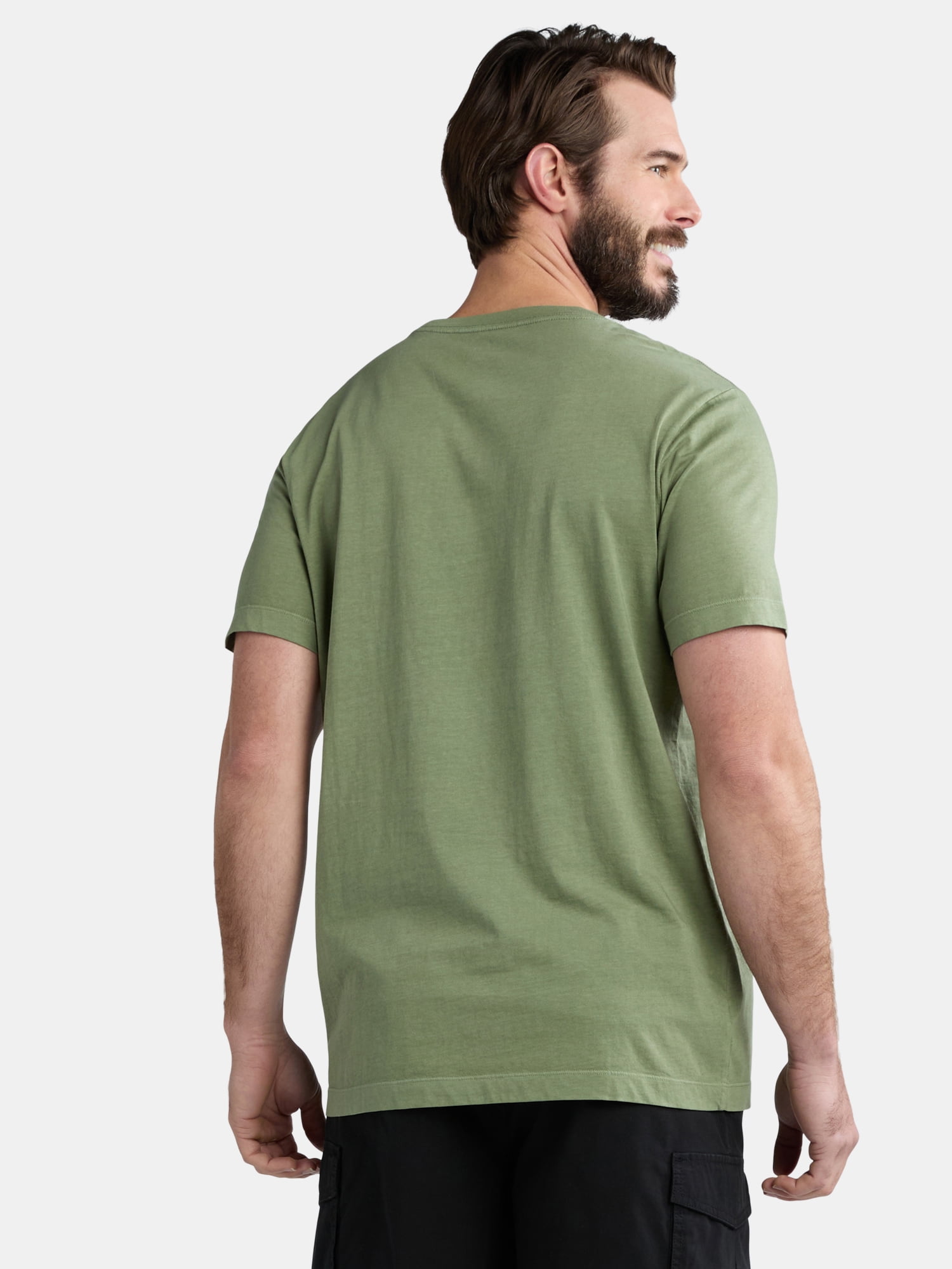George Men's Garment Wash Crewneck Pocket Tee with Short Sleeves, Size XS-3XL