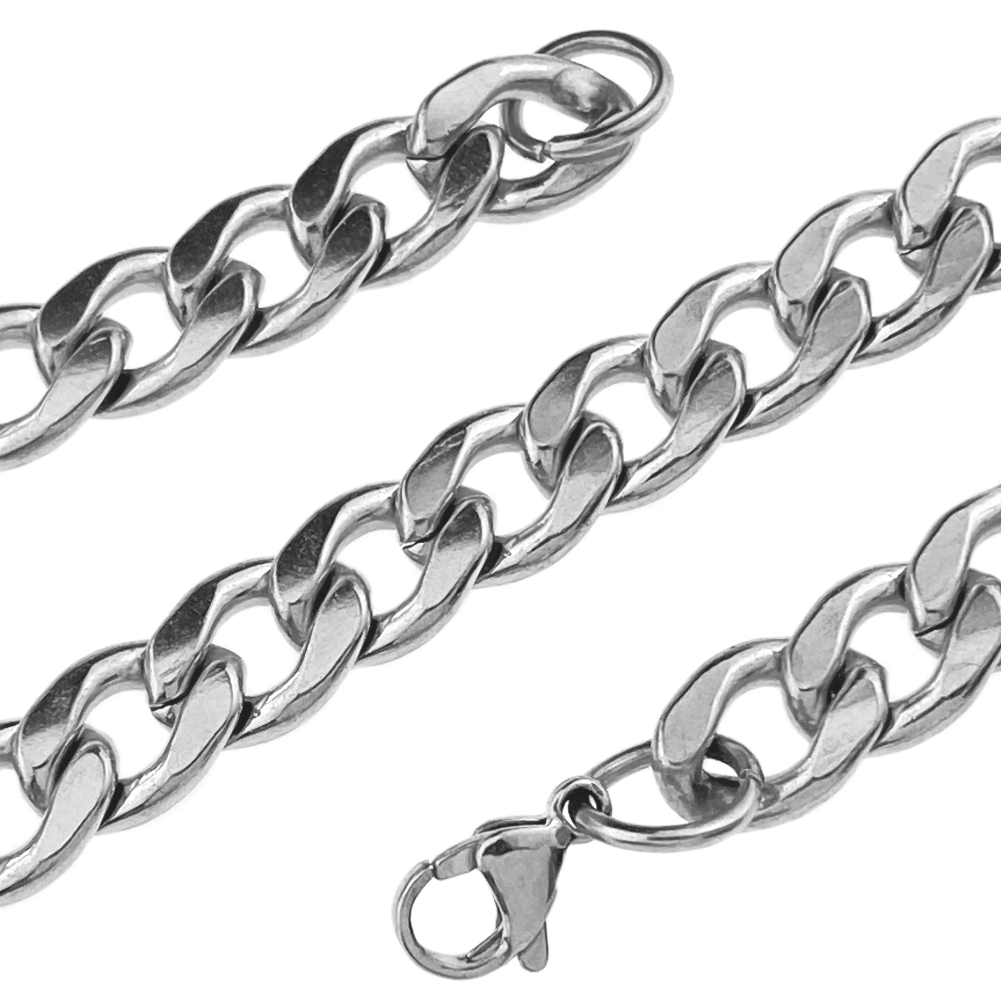 24" 15mm Silver Men Chain Necklace 316L Stainless Steel Curb Link Choker Jewelry 