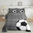 thumbnail image 2 of Football Bedding Set King Size Soccer Comforter&nbsp;Set Teens,Sports Theme Down Comforter Gray Ball Gaming Quilt Bed Set Football Bedroom Decor with 2 Pillowcases, 2 of 6