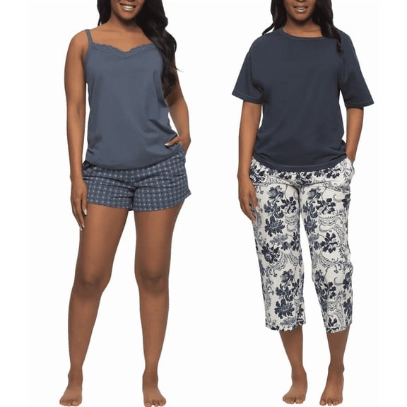 Felina Women's 4-piece PJ Set Navy Medium
