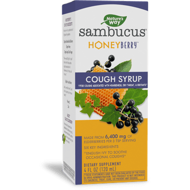 Nature’s Way Sambucus HoneyBerry Cough Syrup, with Black Elderberry Extract, 4 Fl. Oz