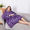 thumbnail image 5 of Oversized Wearable Blanket Hoodie,Purple Paisley Pattern Sherpa Blanket Hoodie with Super Pockets,Super Warm Fuzzy Pullover for Women & Men, 5 of 6