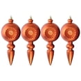 thumbnail image 6 of 4ct Matte Orange Retro Reflector Shatterproof Christmas Finial Ornaments 7.5", 6 of 9