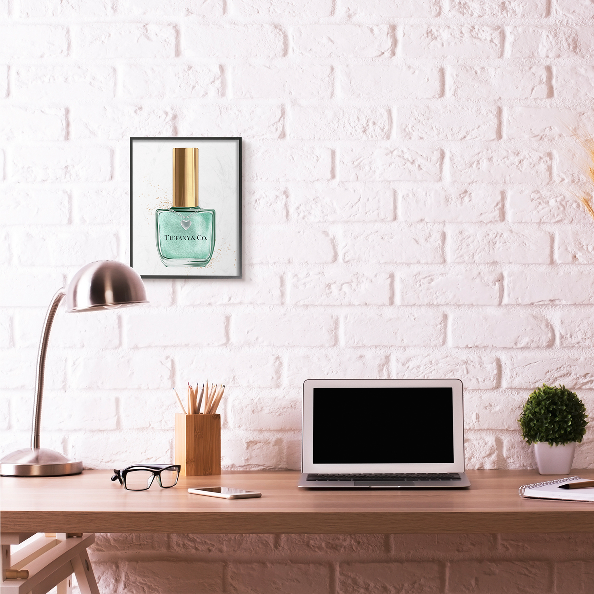 Stupell Industries Makeup Cyan Nail Polish Fashion Design Framed Wall Art by Ziwei Li