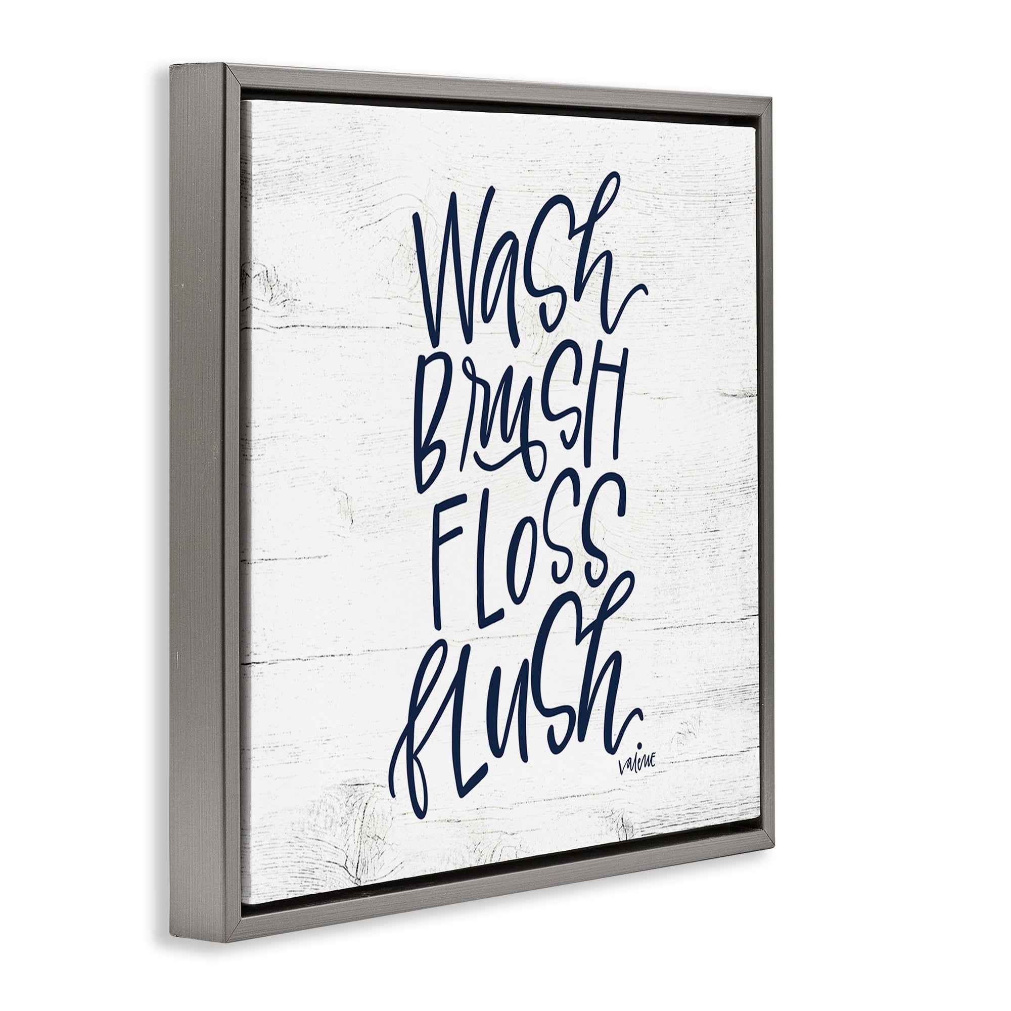 Stupell Industries Rustic Bathroom Rules Typography Painting Gray Floater Framed Canvas Art Print Wall Art, 18 x 18