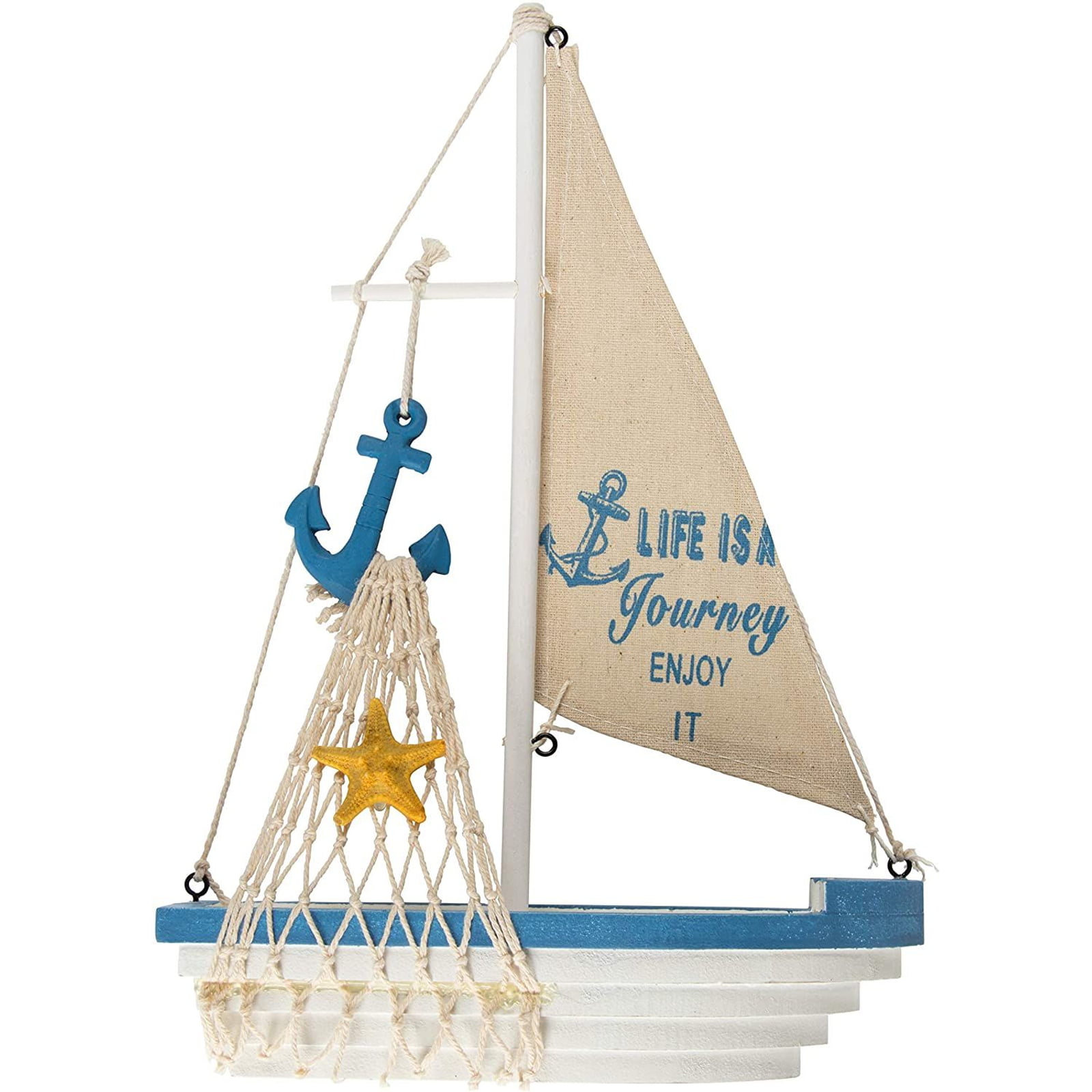 Sailing Boat Ornament Desk Table Office Home Decoration Small Sea Anchor Wooden 