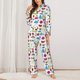 thumbnail image 2 of Balery Summer Conjunto de Pijama con Estampado para Mujer, Conjunto de Dos Piezas con Manga Larga, Ropa de Dormir Suave con Bolsillos, Pijamas Cómodos-Large, 2 of 7