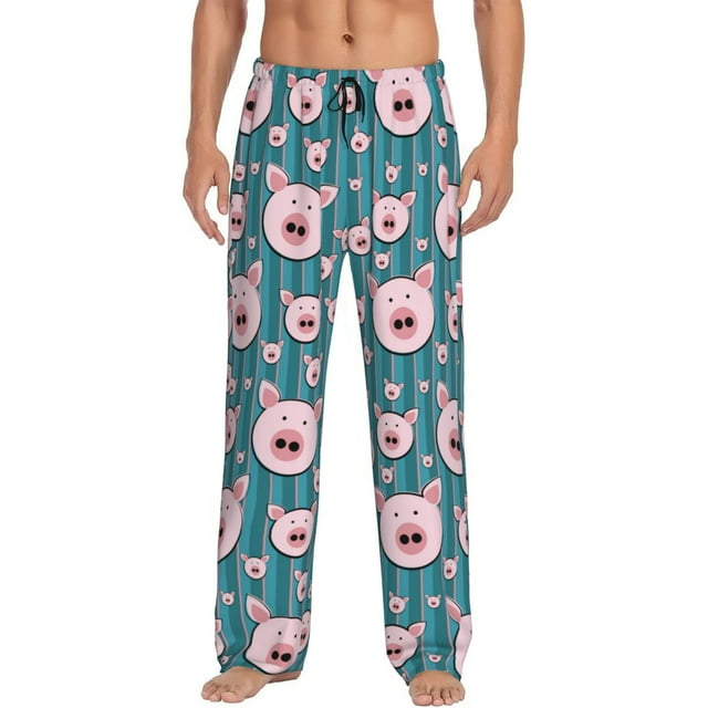 Balery Funny Pig Faces Pantalones de pijama para hombre, pijama ultraligero, pantalón de descanso-X-Large