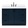 thumbnail image 2 of Ariel Kelly 49 Inch Single Rectangle Sink Bathroom Vanity With Pure White Quartz Countertop 1.5 Inch Edge In Midnight Blue, 2 of 12