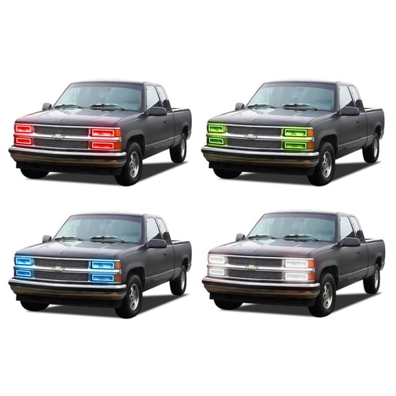 Flashtech LED RGB Multi Color Halo Ring Headlight Kit for Chevrolet C1500 88-98 V.3 Fusion Color Change