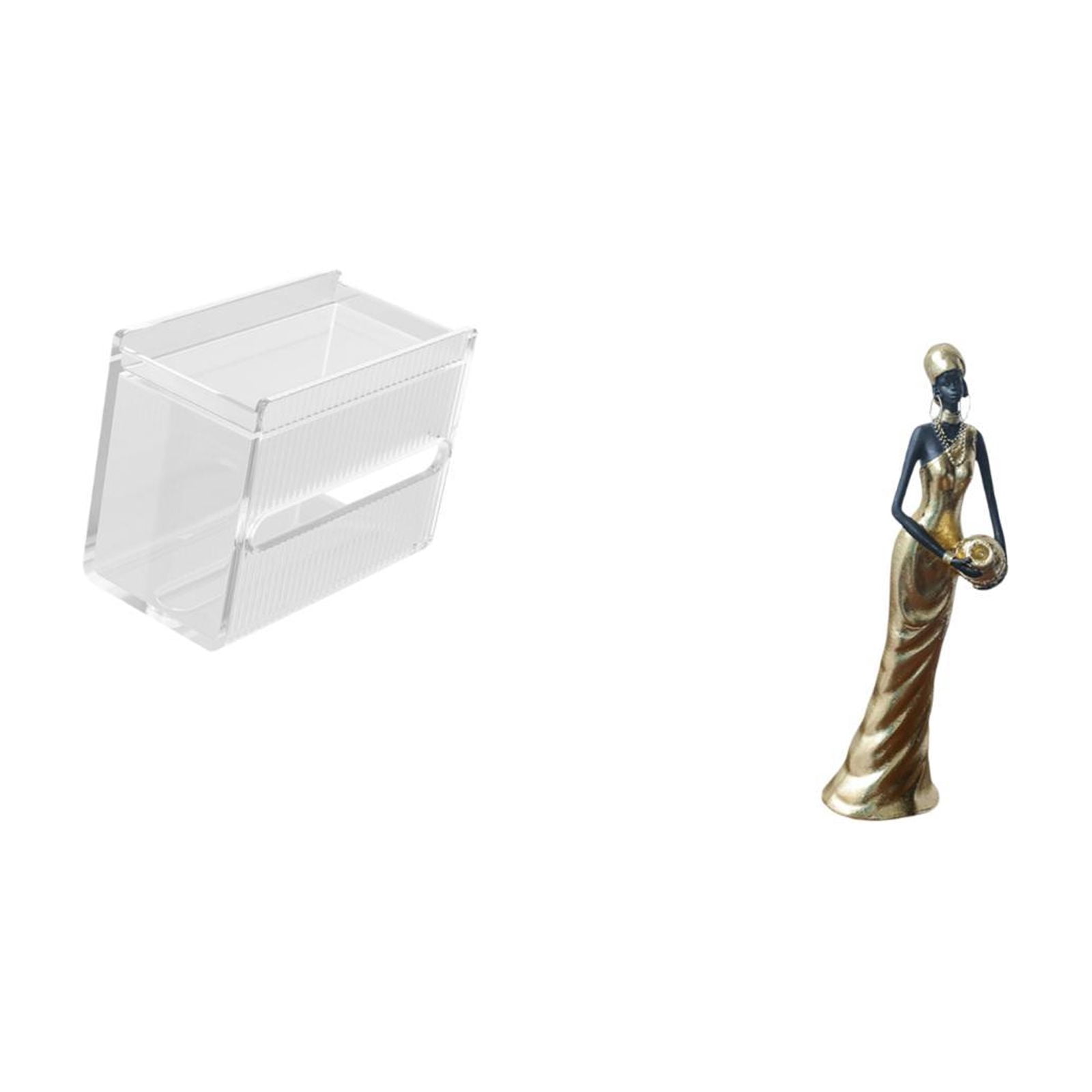 Fiocias Acrylic Toilet Paper Storage Box Modern Paper Towel Dispenser Wall Mounted Toilet Tissue Paper Holder African Tribal Lady Statue African Women Figurin