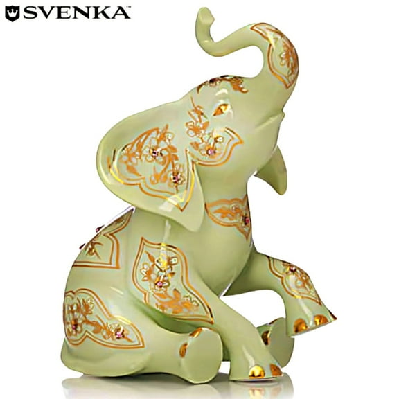 The Hamilton Collection Golden Fortunes Figurine Collection Issue #2 Gleaming Good Fortune Handcrafted Porcelain 22K Gold Accents Svenka Crystals by Blake Jensen 6-inches