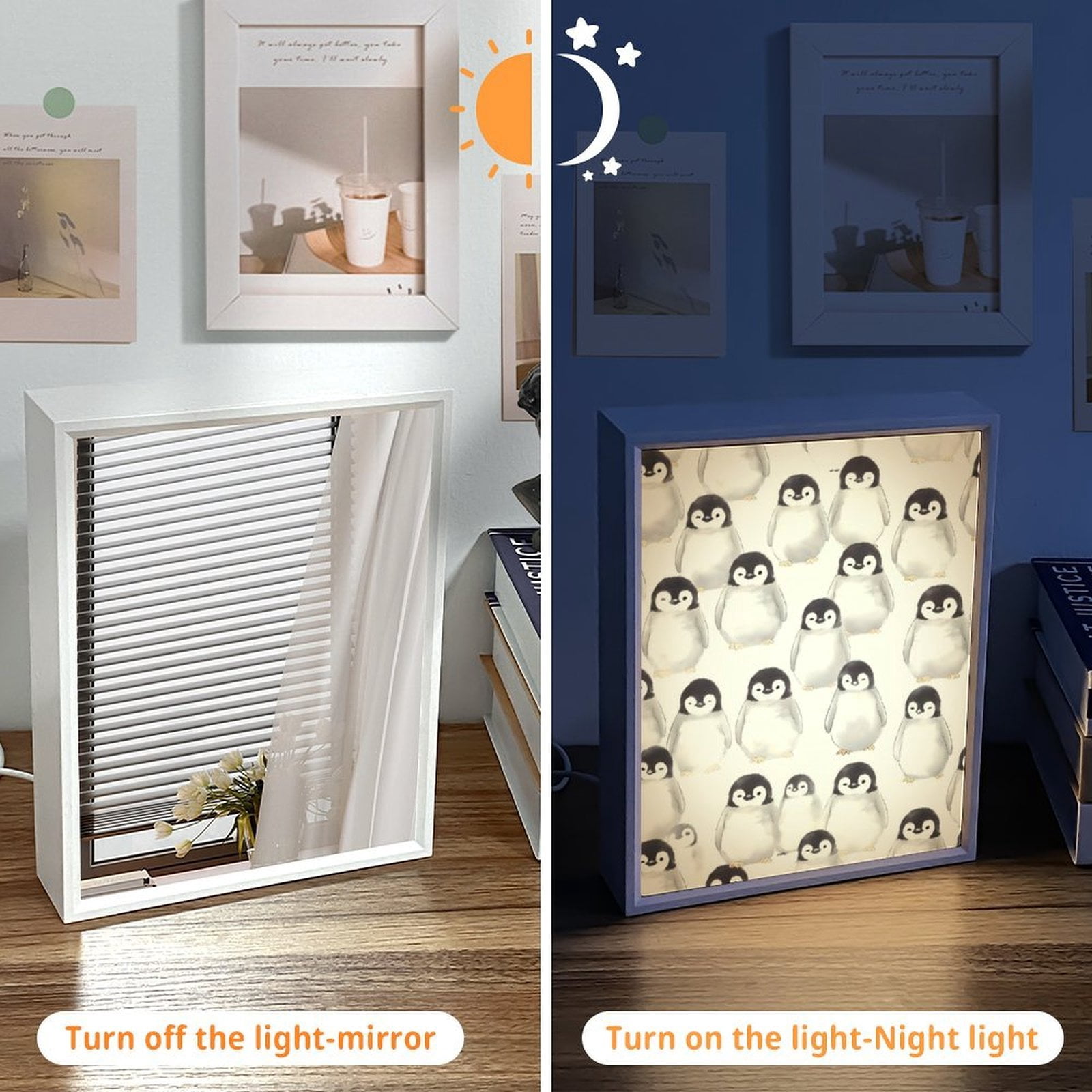 6.5x8.3in Mirror Nightlight Is Easy To Install Durable Easy To Oxidize And No Peculiar Smell For Nightlight Or Decoration Cute Baby Penguins