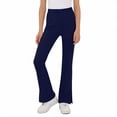 thumbnail image 4 of Girls Split Flare Pants Solid Color High Waist Stretchy Yoga Trousers Kids Casual Slim Comfy Long Pants Navy 3-4 Years, 4 of 7