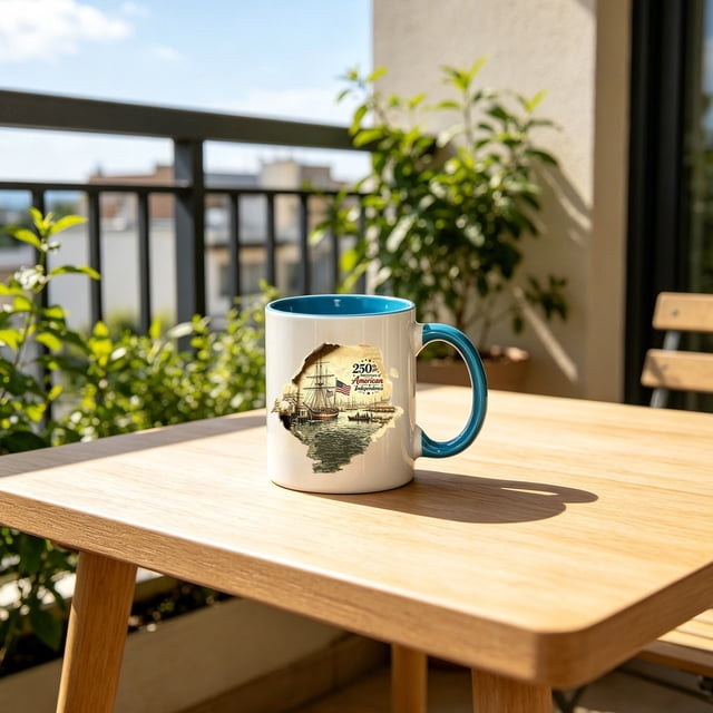 Outdor Ceramic Coffee Cup 11 Ounces Classic Independence Day Design Suitable For Household Use And Carrying Out Of The