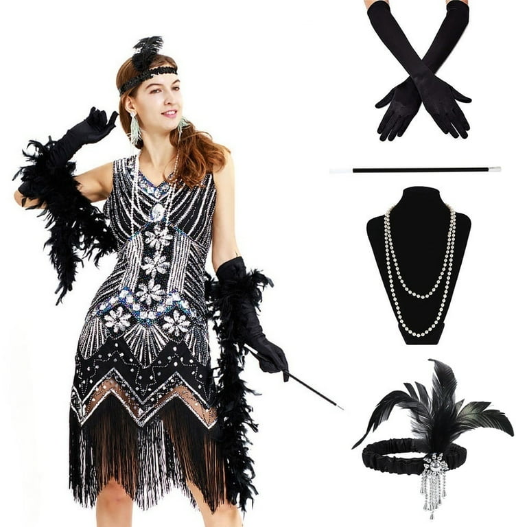 5pcs/set Ladies Flapper Fancy Dress Accessories 20s Charleston Costume - Walmart.com