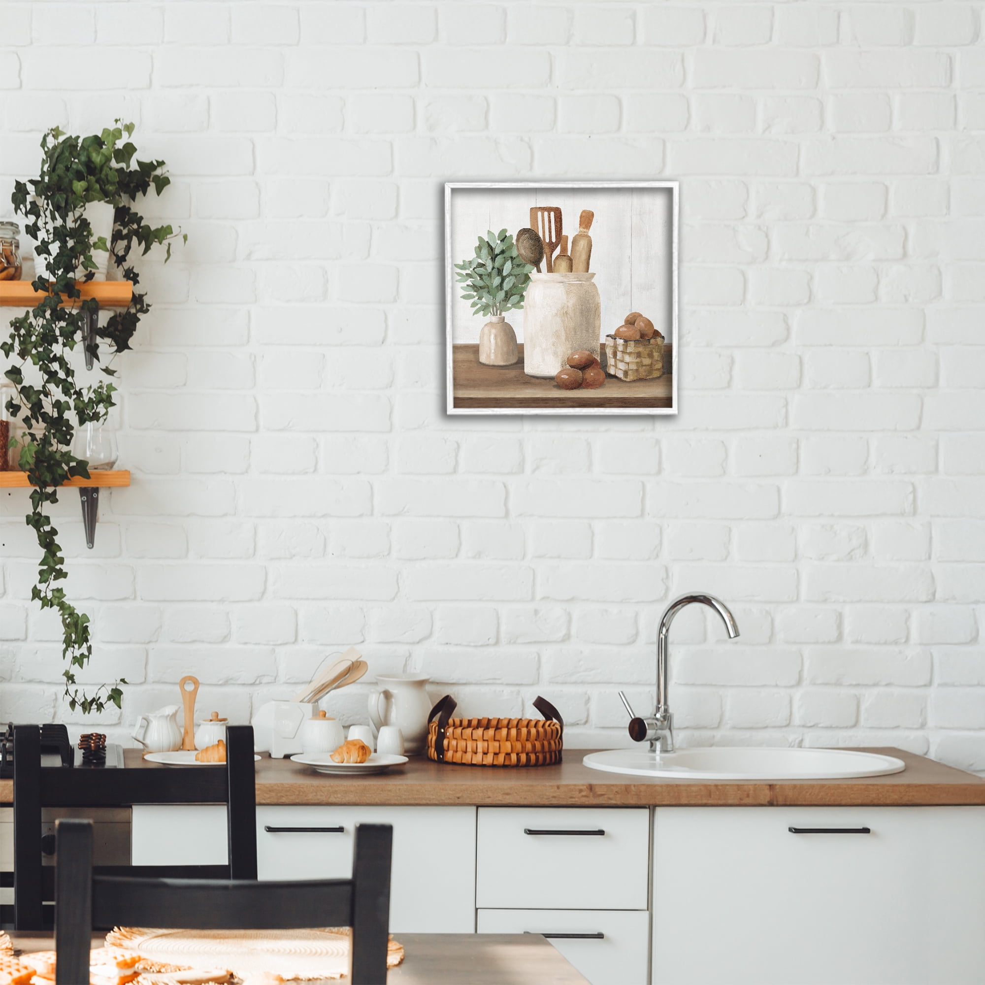Stupell Industries Country Kitchen & Eggs White Framed Giclee Art, design by White Ladder