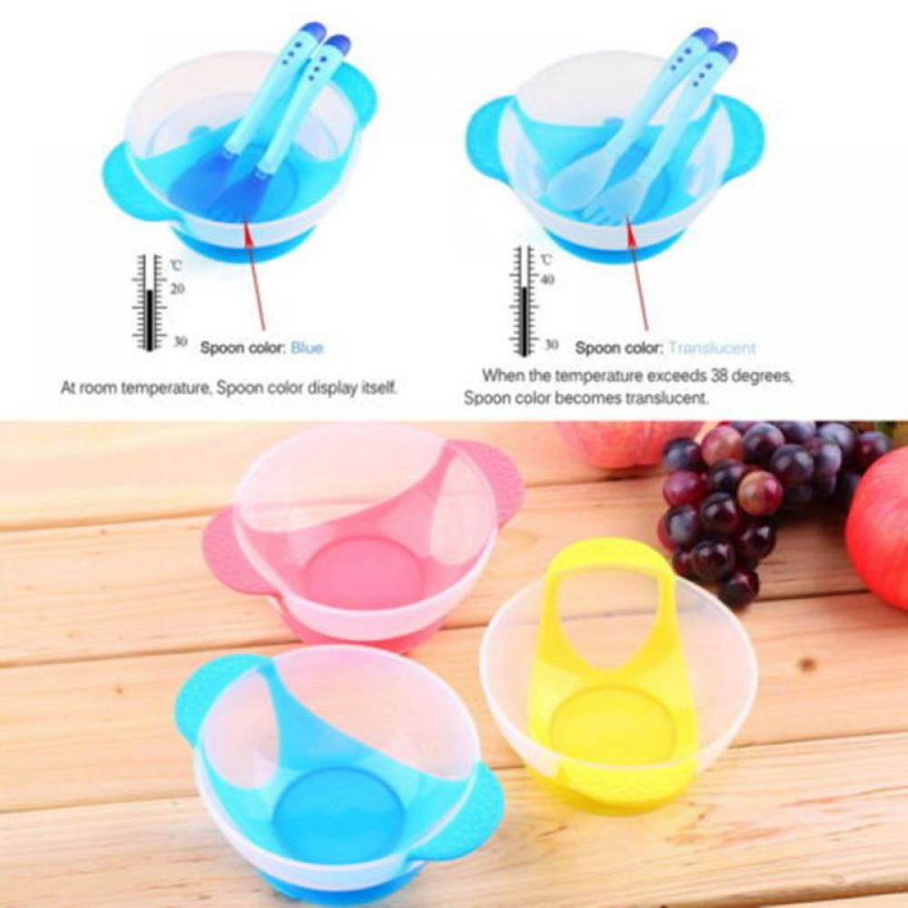 Baby Suction Cup Bowl Slip-resistant Tableware Temperature Sensing Spoon Set