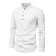 thumbnail image 5 of Camisa de manga larga para hombre lino algodón elegante informal cuello de banda Salvador, 5 of 10