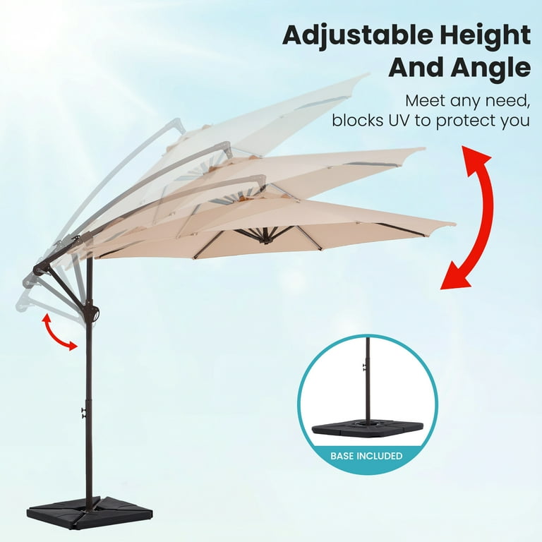 commercial grade wind resistant cantilever patio umbrella | Resistant, 360 Rotation | | Sunbrella Canvas Navy Its never too early to start planning your own personal garden summer oasis Horizon Pro 360 Cantilever Commercial