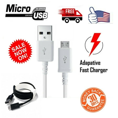 3ft/6ft/10ft Micro USB Charging Rapid Charge Cable Sync Cord For Samsung Android Cell Phone White